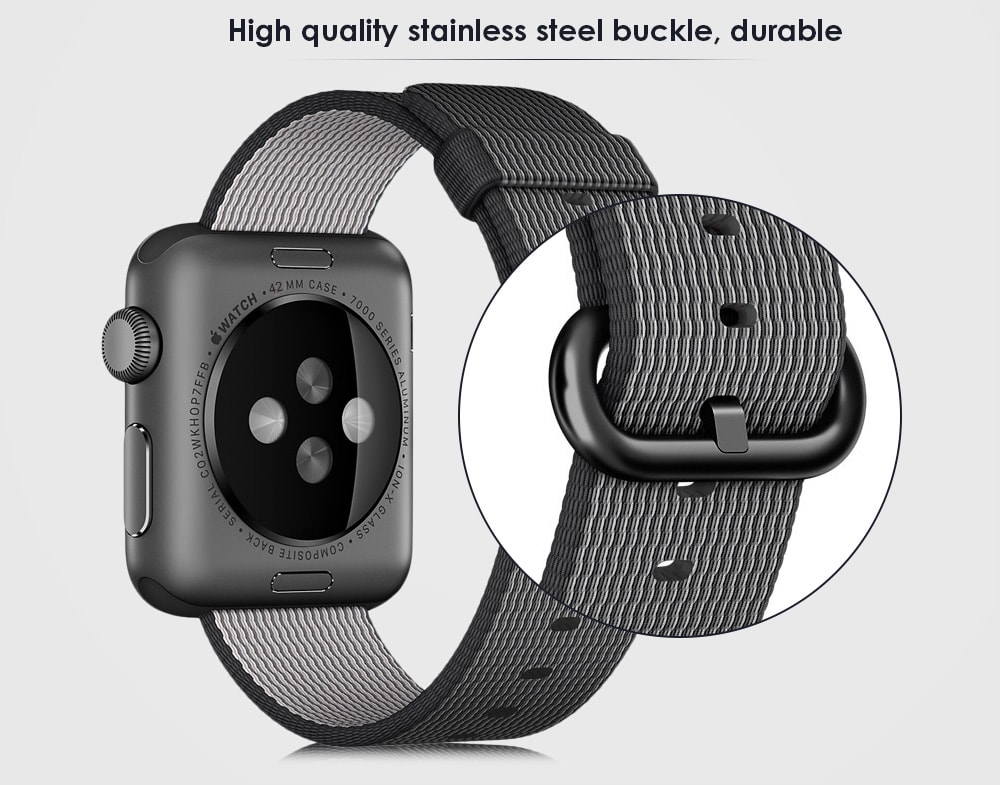 Nylon Watch Strap Wristband Replacement Contrast Color for Apple Watch 42mm- Gray Nylon Watch Strap Wristband Replacement Contrast Color for Apple Watch 42mm- Gray