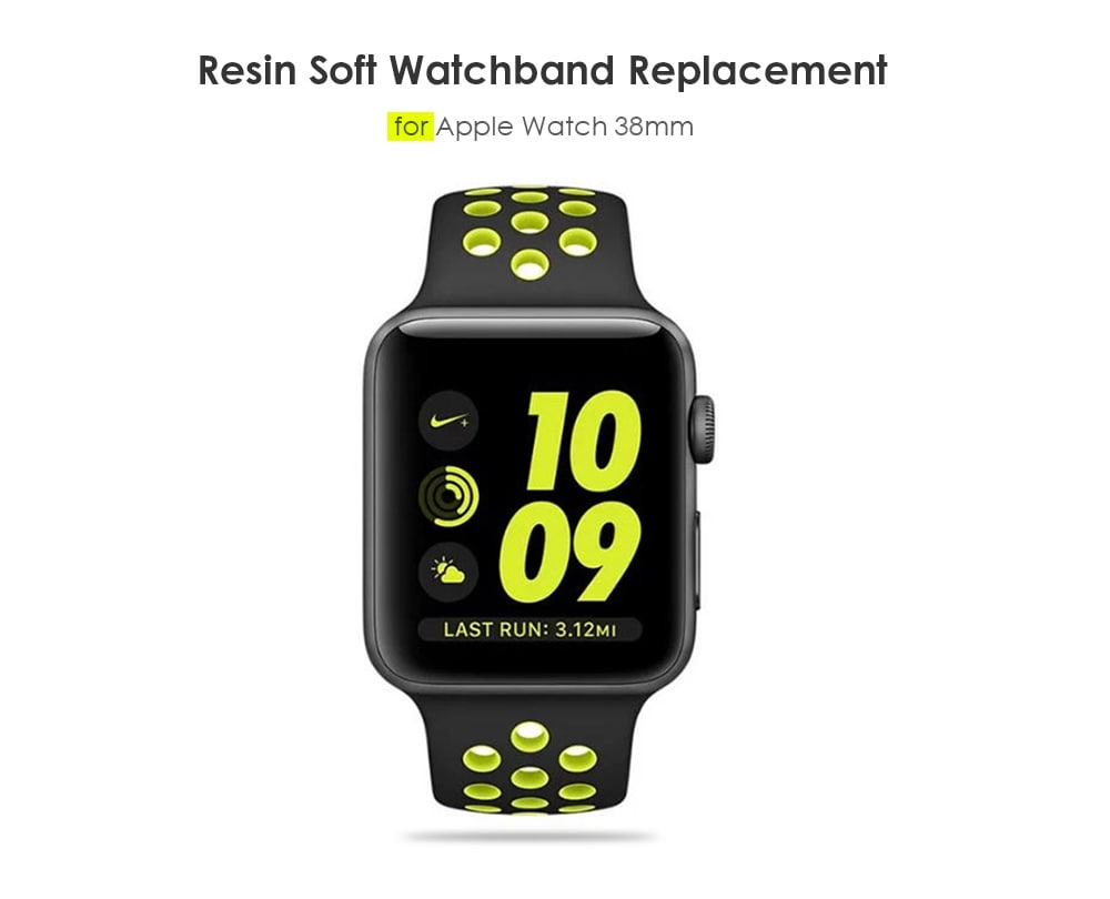 Soft Watch Band Air Holes Replacement Wristband for Apple Watch 38mm- Yellow Soft Watch Band Air Holes Replacement Wristband for Apple Watch 38mm- Yellow