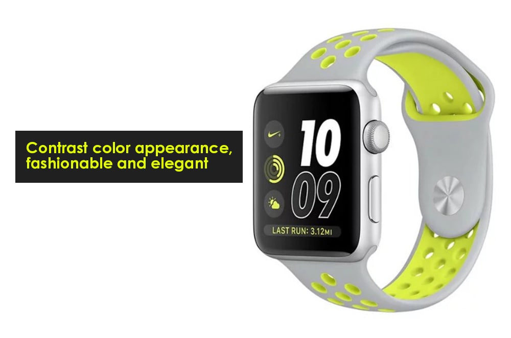 Soft Watch Band Air Holes Replacement Wristband for Apple Watch 38mm- Yellow Soft Watch Band Air Holes Replacement Wristband for Apple Watch 38mm- Yellow