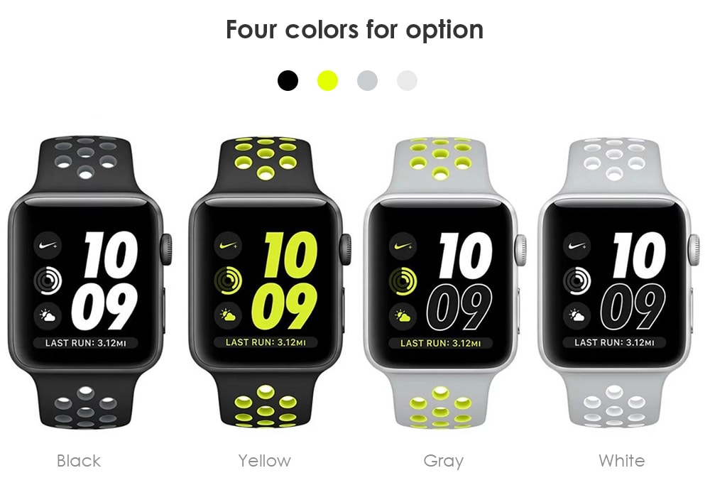 Soft Watch Band Air Holes Replacement Wristband for Apple Watch 38mm- Yellow Soft Watch Band Air Holes Replacement Wristband for Apple Watch 38mm- Yellow