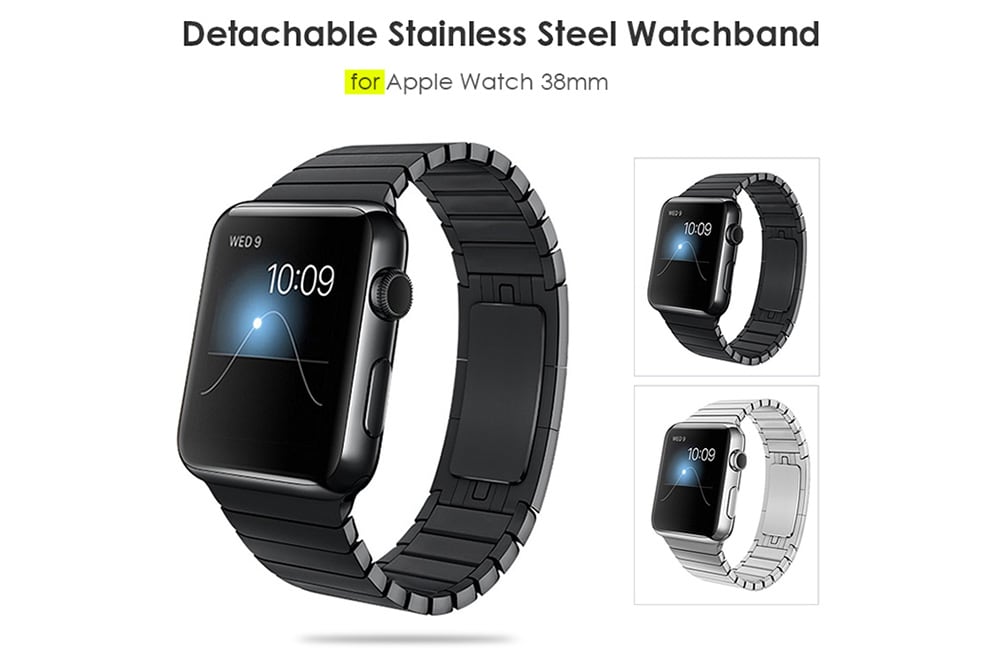 Detachable Stainless Steel Watchband for Apple Watch 38mm- Black Detachable Stainless Steel Watchband for Apple Watch 38mm- Black