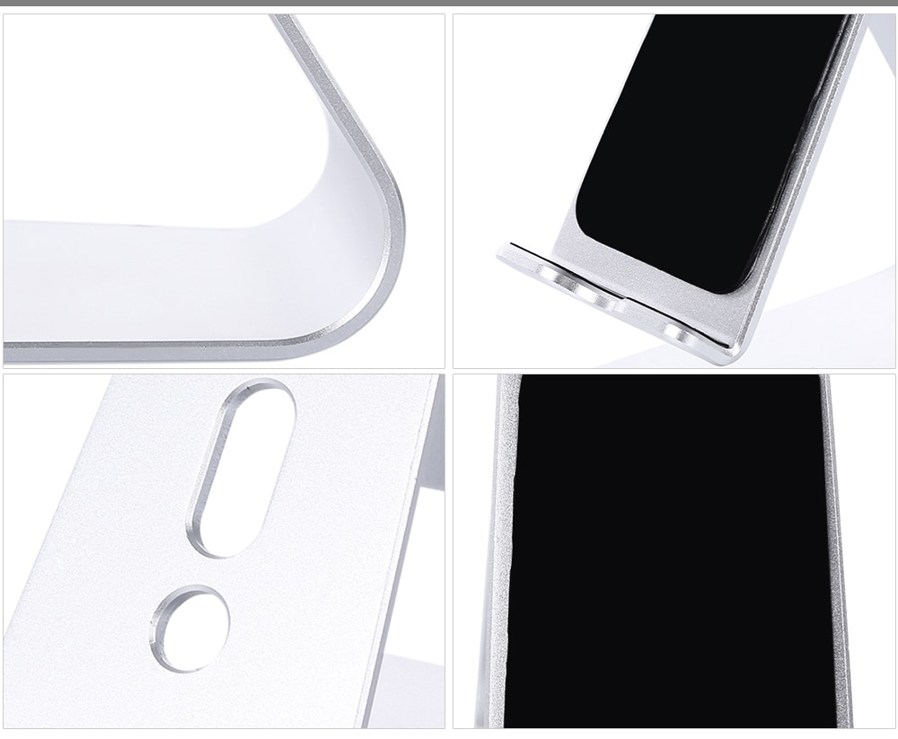 SA2 Aluminium Alloy Portable Desktop Bracket Phone Stand Holder with Nanometer Anti-slip Pad- Silver SA2 Aluminium Alloy Portable Desktop Bracket Phone Stand Holder with Nanometer Anti-slip Pad- Silver
