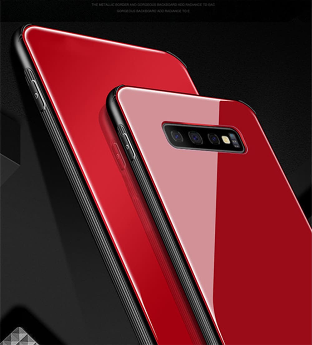 TPU Edge Hard Tempered Glass Back Cover for Samsung Galaxy S10 Plus- Black TPU Edge Hard Tempered Glass Back Cover for Samsung Galaxy S10 Plus- Black