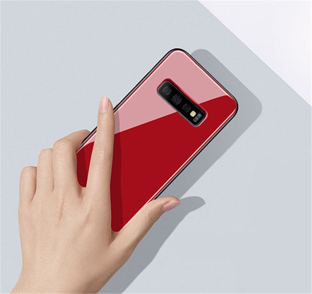 TPU Edge Hard Tempered Glass Back Cover for Samsung Galaxy S10 Plus- Black TPU Edge Hard Tempered Glass Back Cover for Samsung Galaxy S10 Plus- Black