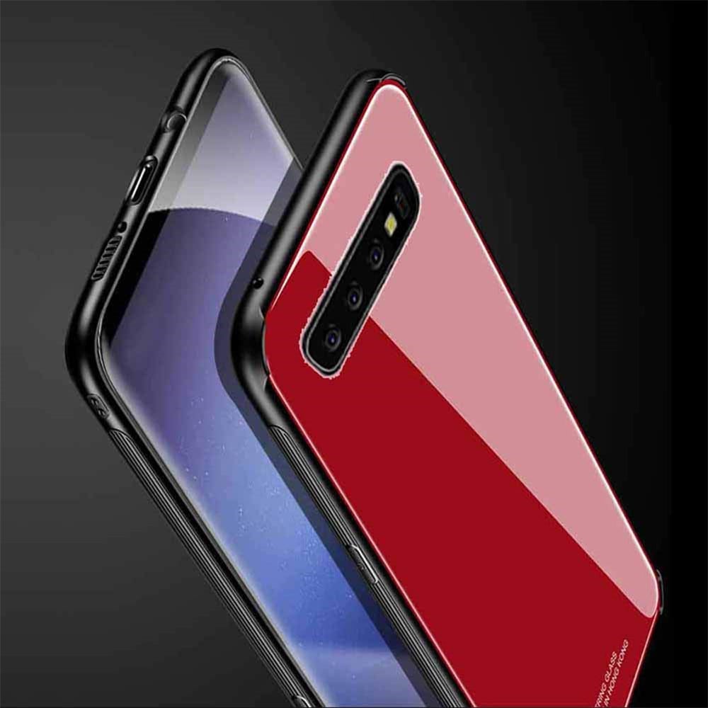 TPU Edge Hard Tempered Glass Back Cover for Samsung Galaxy S10 Plus- Black TPU Edge Hard Tempered Glass Back Cover for Samsung Galaxy S10 Plus- Black
