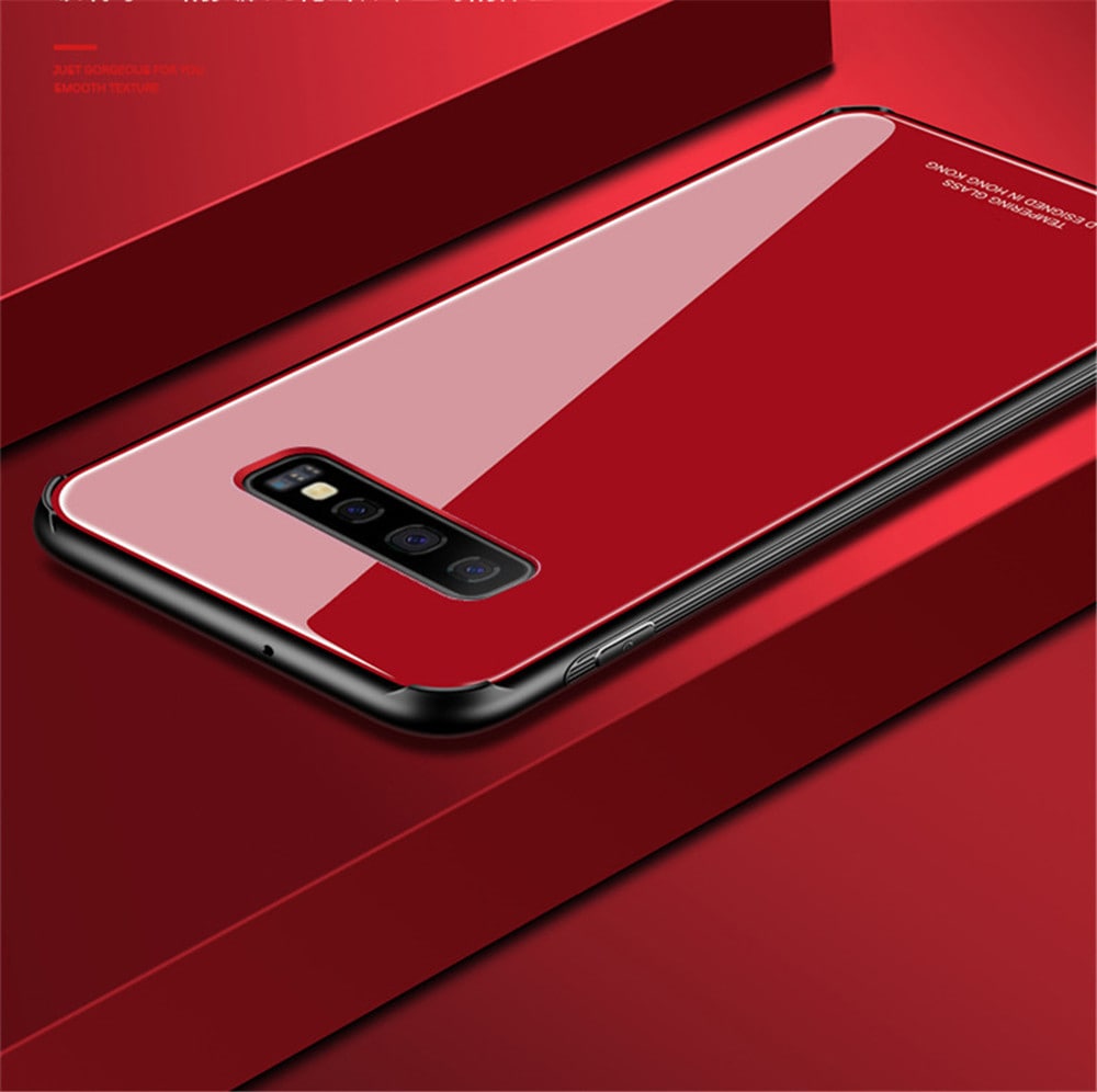TPU Edge Hard Tempered Glass Back Cover for Samsung Galaxy S10 Plus- Black TPU Edge Hard Tempered Glass Back Cover for Samsung Galaxy S10 Plus- Black