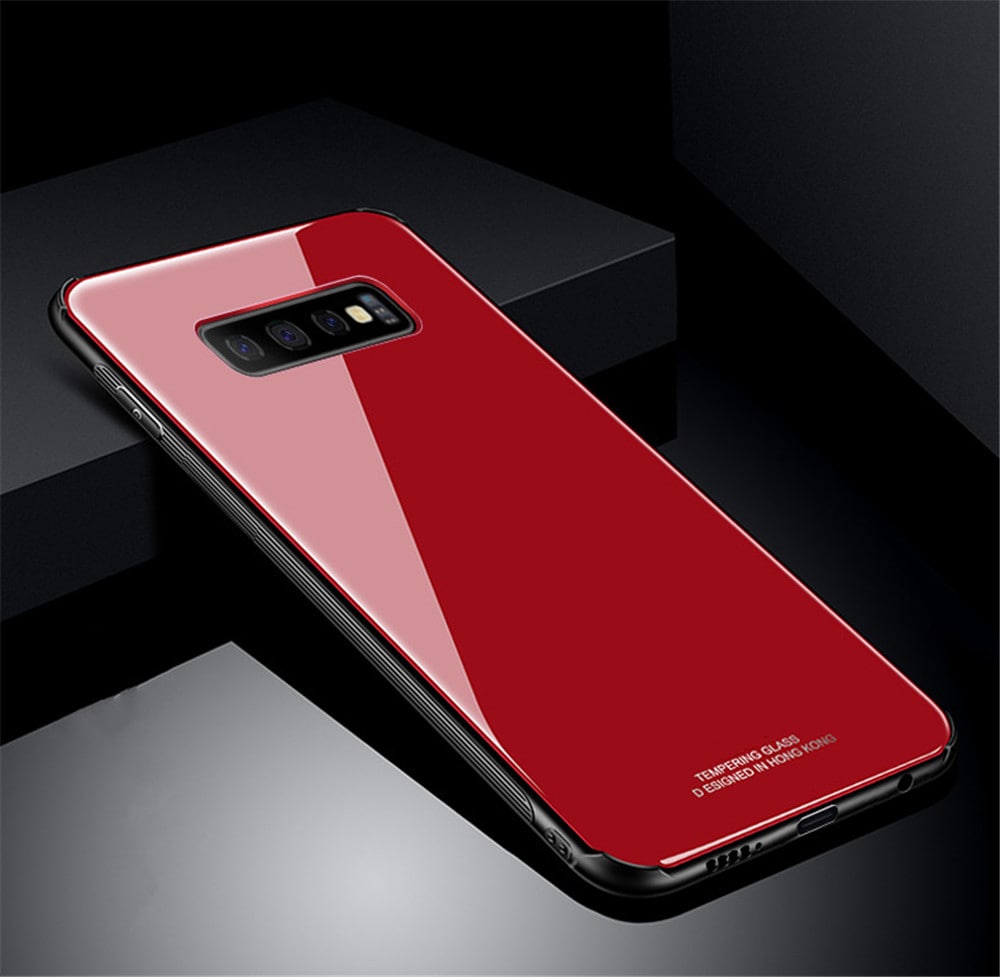 TPU Edge Hard Tempered Glass Back Cover for Samsung Galaxy S10 Plus- Black TPU Edge Hard Tempered Glass Back Cover for Samsung Galaxy S10 Plus- Black