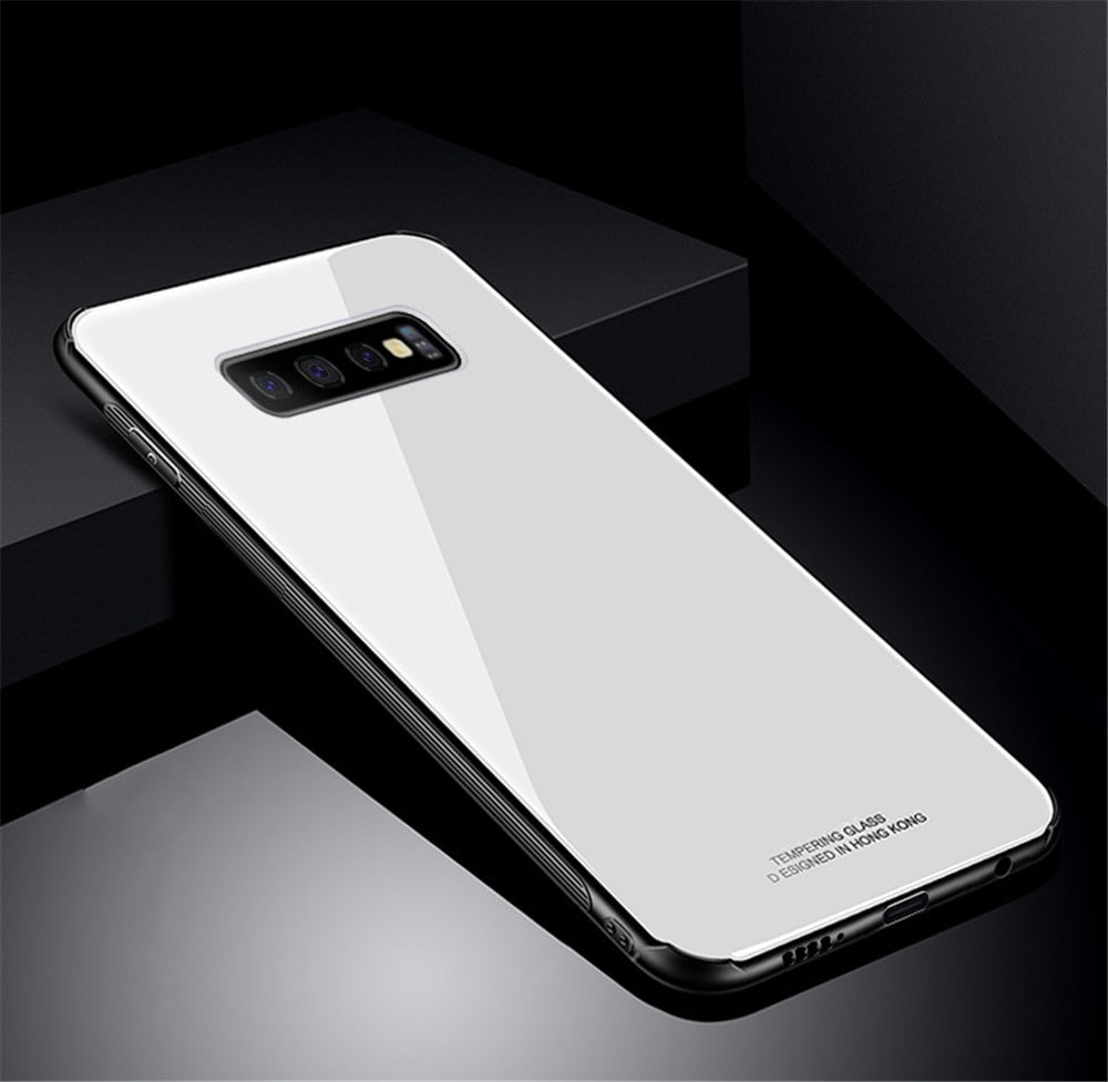 TPU Edge Hard Tempered Glass Back Cover for Samsung Galaxy S10 Plus- Black TPU Edge Hard Tempered Glass Back Cover for Samsung Galaxy S10 Plus- Black