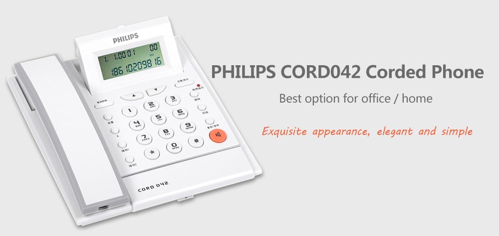 PHILIPS CORD042 Corded Phone with Caller ID / Call Waiting / No Battery / Brightness Adjustment- White PHILIPS CORD042 Corded Phone with Caller ID / Call Waiting / No Battery / Brightness Adjustment- White