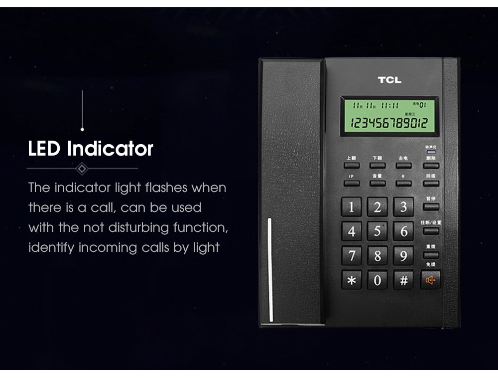 TCL HCD868 (79) TSD Corded Phone with Caller ID / Call Waiting / No Battery / Brightness Adjustment- Black TCL HCD868 (79) TSD Corded Phone with Caller ID / Call Waiting / No Battery / Brightness Adjustment- Black