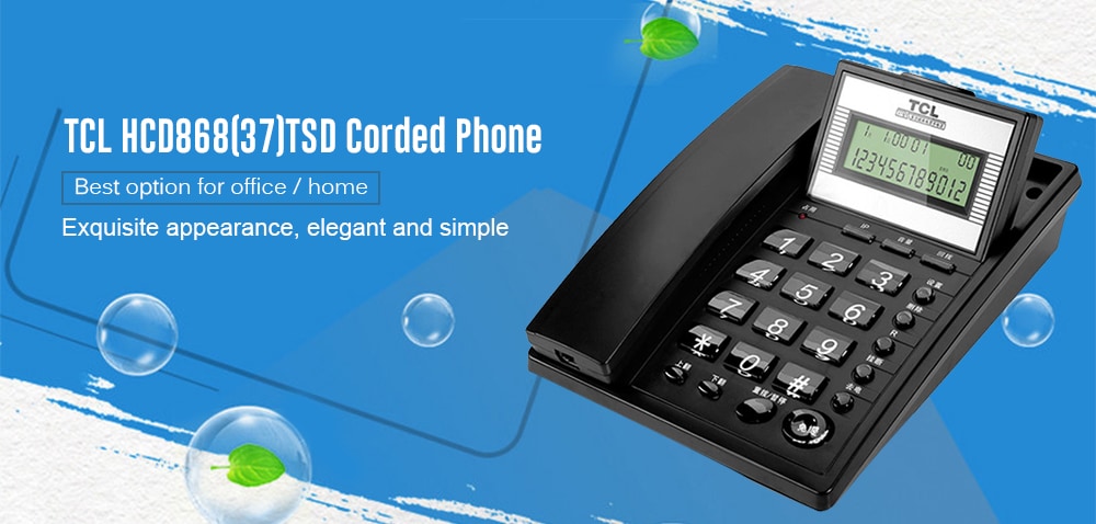 TCL HCD868(37)TSD Corded Phone with Caller ID / Call Waiting / No Battery / Brightness Adjustment- Black TCL HCD868(37)TSD Corded Phone with Caller ID / Call Waiting / No Battery / Brightness Adjustment- Black