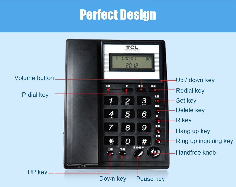 TCL HCD868(37)TSD Corded Phone with Caller ID / Call Waiting / No Battery / Brightness Adjustment- Black TCL HCD868(37)TSD Corded Phone with Caller ID / Call Waiting / No Battery / Brightness Adjustment- Black