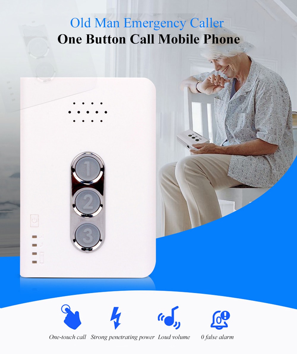 Old Man Emergency Caller One Button Call Mobile Phone Built-in Antenna Version- White Old Man Emergency Caller One Button Call Mobile Phone Built-in Antenna Version- White