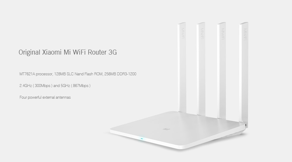 Original Xiaomi Mi WiFi Router 3G 1167Mbps 2.4GHz 5GHz Dual Band 128MB ROM- White Original Xiaomi Mi WiFi Router 3G 1167Mbps 2.4GHz 5GHz Dual Band 128MB ROM- White