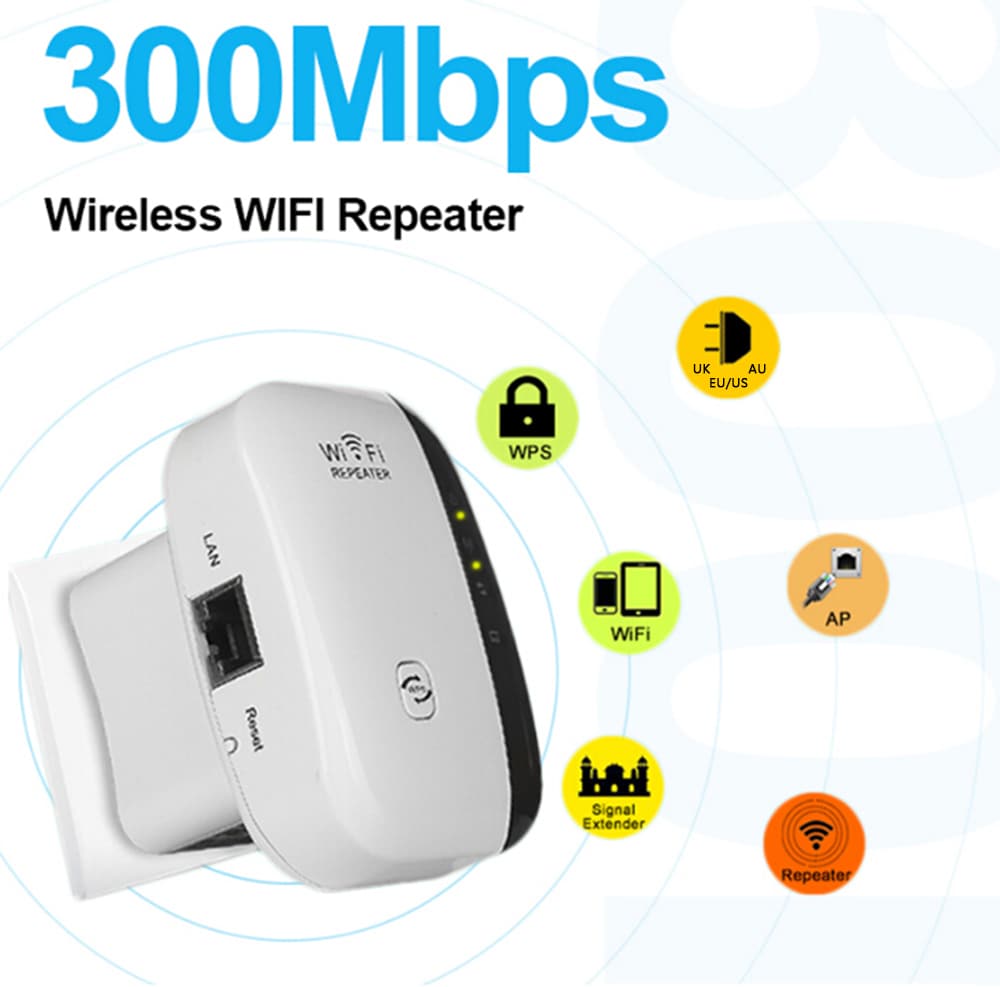 Wireless Router Wireless Signal Amplification Repeater 300M- White US Plug (3-pin) Wireless Router Wireless Signal Amplification Repeater 300M- White US Plug (3-pin)