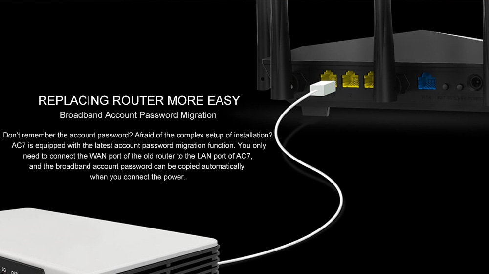 Tenda AC7 Wireless Router 2.4GHz + 5GHz Dual Frequency / 1167Mbps / 5 x 6dBi Antenna- Black Tenda AC7 Wireless Router 2.4GHz + 5GHz Dual Frequency / 1167Mbps / 5 x 6dBi Antenna- Black