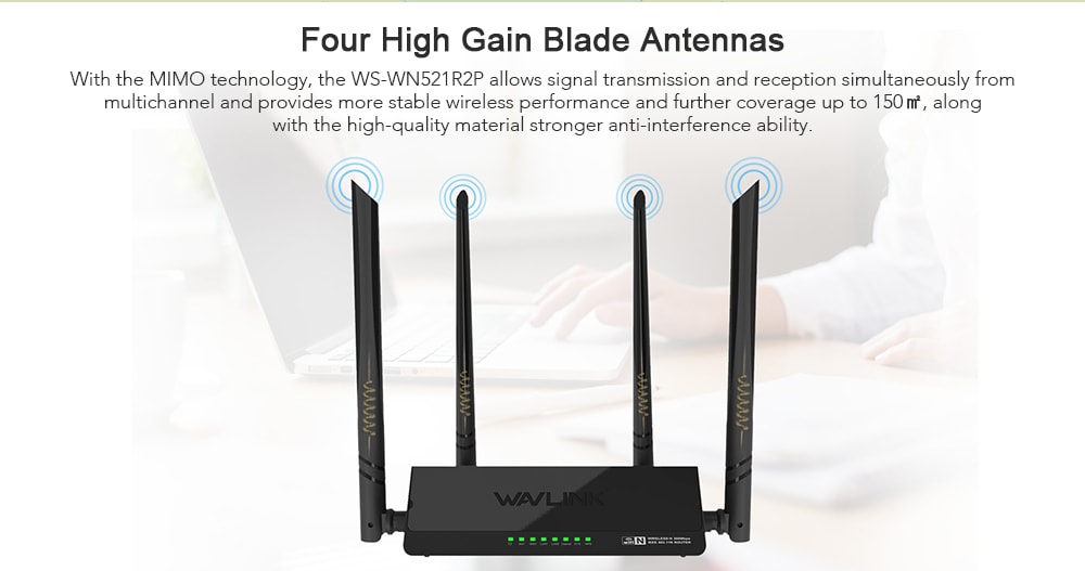 WAVLINK WS - WN521R2P Wireless Smart Router 300Mbps 2.4GHz WiFi - Black EU Plug WAVLINK WS - WN521R2P Wireless Smart Router 300Mbps 2.4GHz WiFi - Black EU Plug