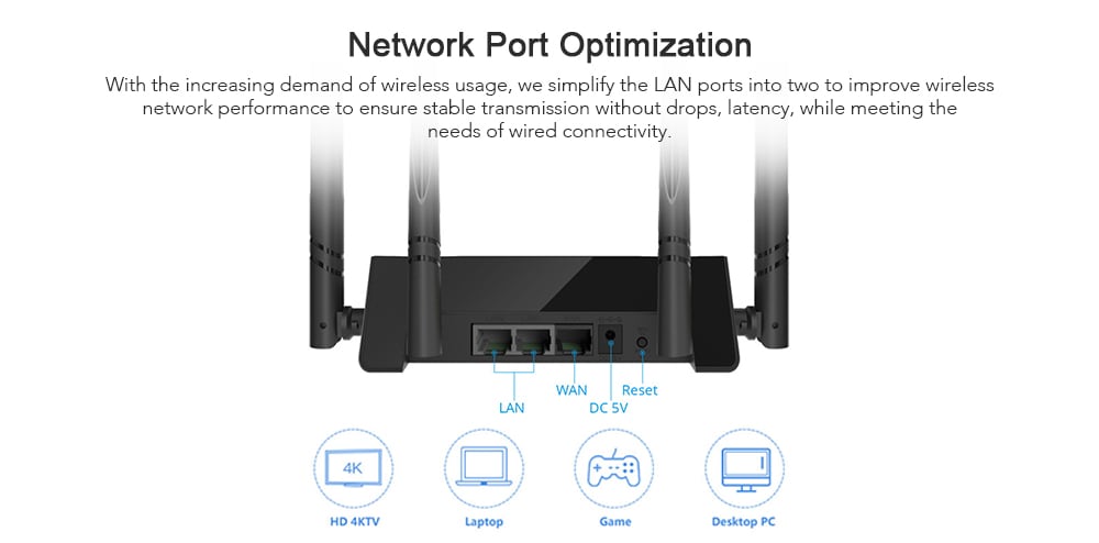 WAVLINK WS - WN521R2P Wireless Smart Router 300Mbps 2.4GHz WiFi - Black EU Plug WAVLINK WS - WN521R2P Wireless Smart Router 300Mbps 2.4GHz WiFi - Black EU Plug
