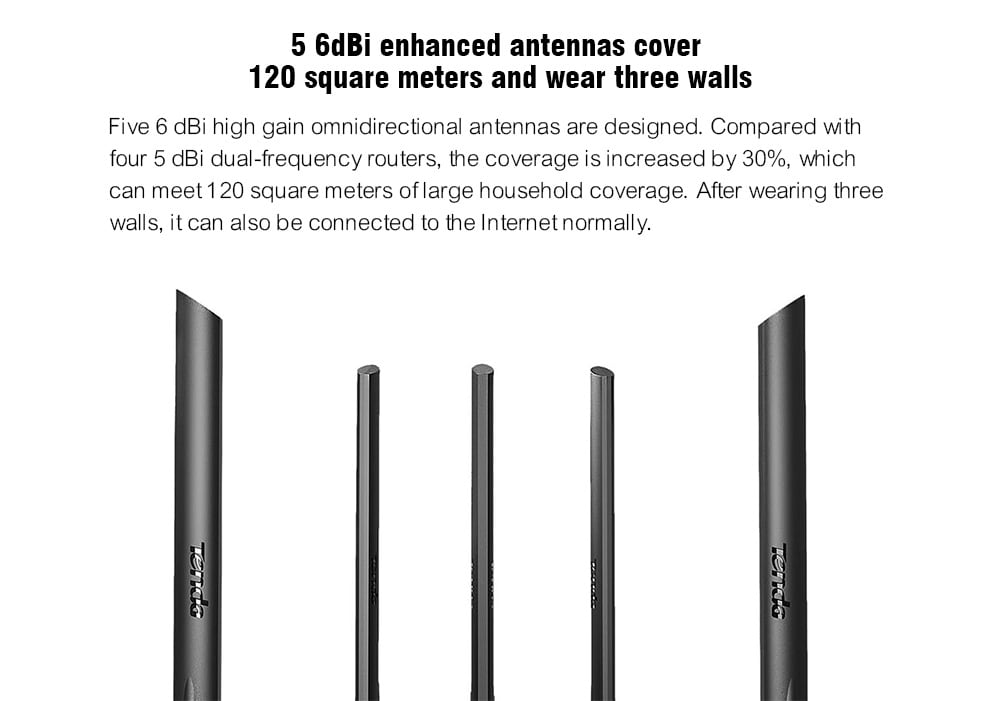TENDA AC11 2.4GHz Plus 5GHz WiFi AC 1200M Large-scale Gigabit Dual-band Wireless Router- Black TENDA AC11 2.4GHz Plus 5GHz WiFi AC 1200M Large-scale Gigabit Dual-band Wireless Router- Black