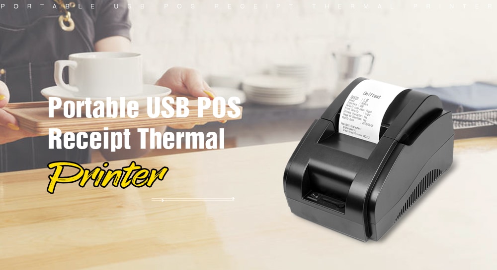 ZJ - 5890K Mini 58mm POS Receipt Thermal Printer with USB Port- Black EU Plug ZJ - 5890K Mini 58mm POS Receipt Thermal Printer with USB Port- Black EU Plug