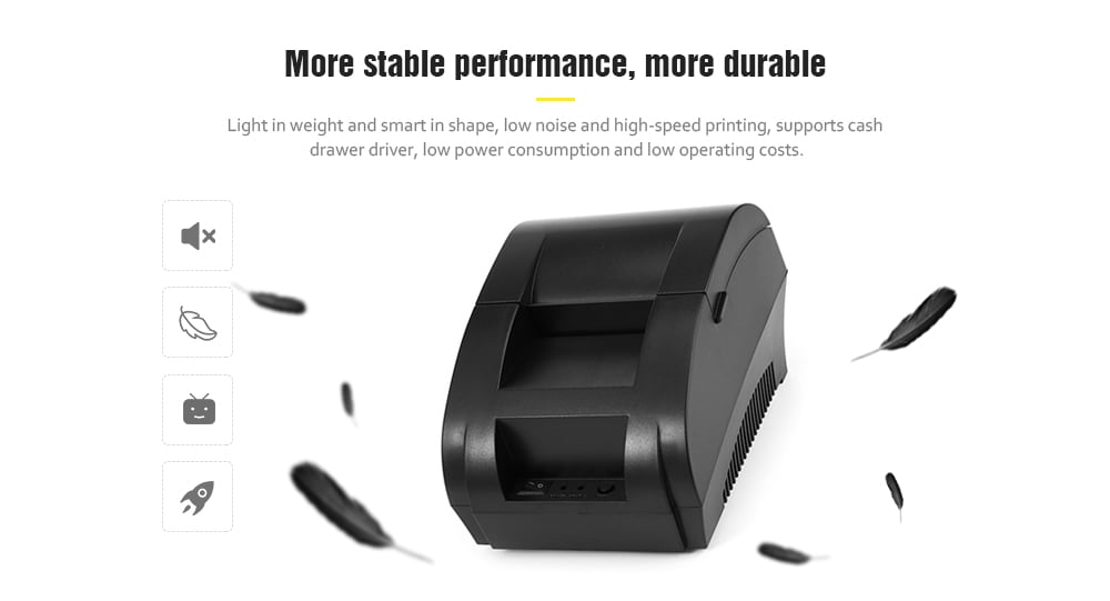 ZJ - 5890K Mini 58mm POS Receipt Thermal Printer with USB Port- Black EU Plug ZJ - 5890K Mini 58mm POS Receipt Thermal Printer with USB Port- Black EU Plug