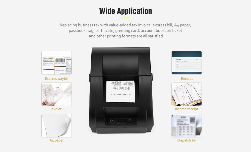 ZJ - 5890K Mini 58mm POS Receipt Thermal Printer with USB Port- Black EU Plug ZJ - 5890K Mini 58mm POS Receipt Thermal Printer with USB Port- Black EU Plug