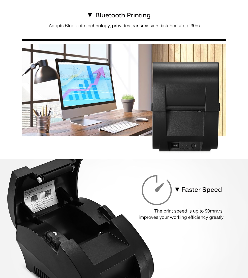 Receipt Machine with USB Port for Android iOS- Black US Plug Receipt Machine with USB Port for Android iOS- Black US Plug