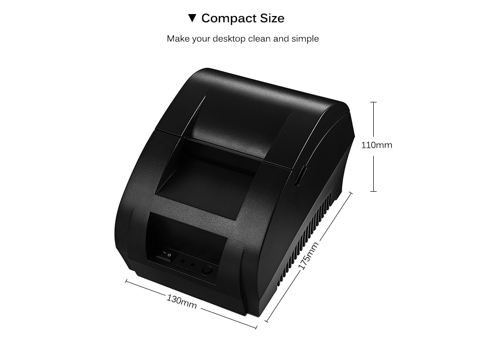 Receipt Machine with USB Port for Android iOS- Black US Plug Receipt Machine with USB Port for Android iOS- Black US Plug