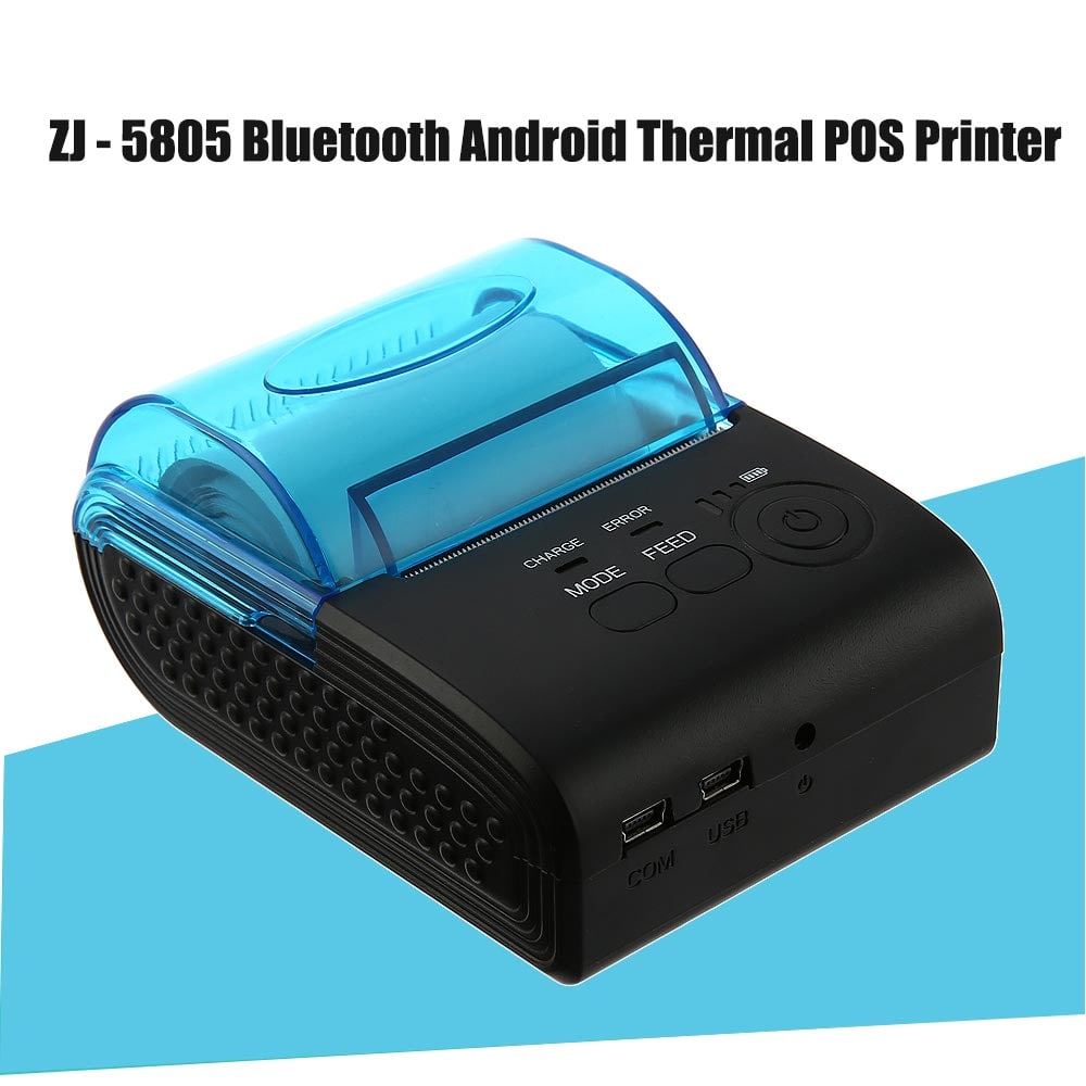 ZJIANG ZJ - 5805 Portable 58mm Bluetooth Android 4.0 Thermal POS Printer- Black EU Plug ZJIANG ZJ - 5805 Portable 58mm Bluetooth Android 4.0 Thermal POS Printer- Black EU Plug