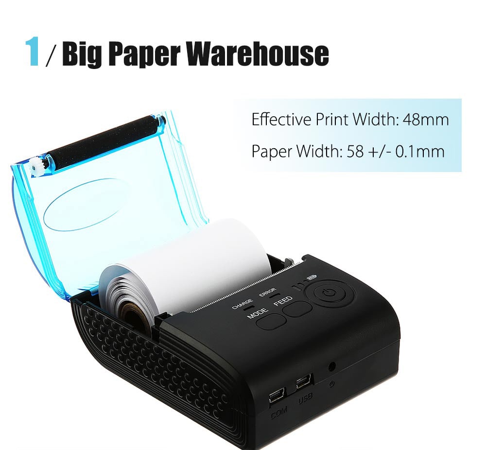 ZJIANG ZJ - 5805 Portable 58mm Bluetooth Android 4.0 Thermal POS Printer- Black EU Plug ZJIANG ZJ - 5805 Portable 58mm Bluetooth Android 4.0 Thermal POS Printer- Black EU Plug