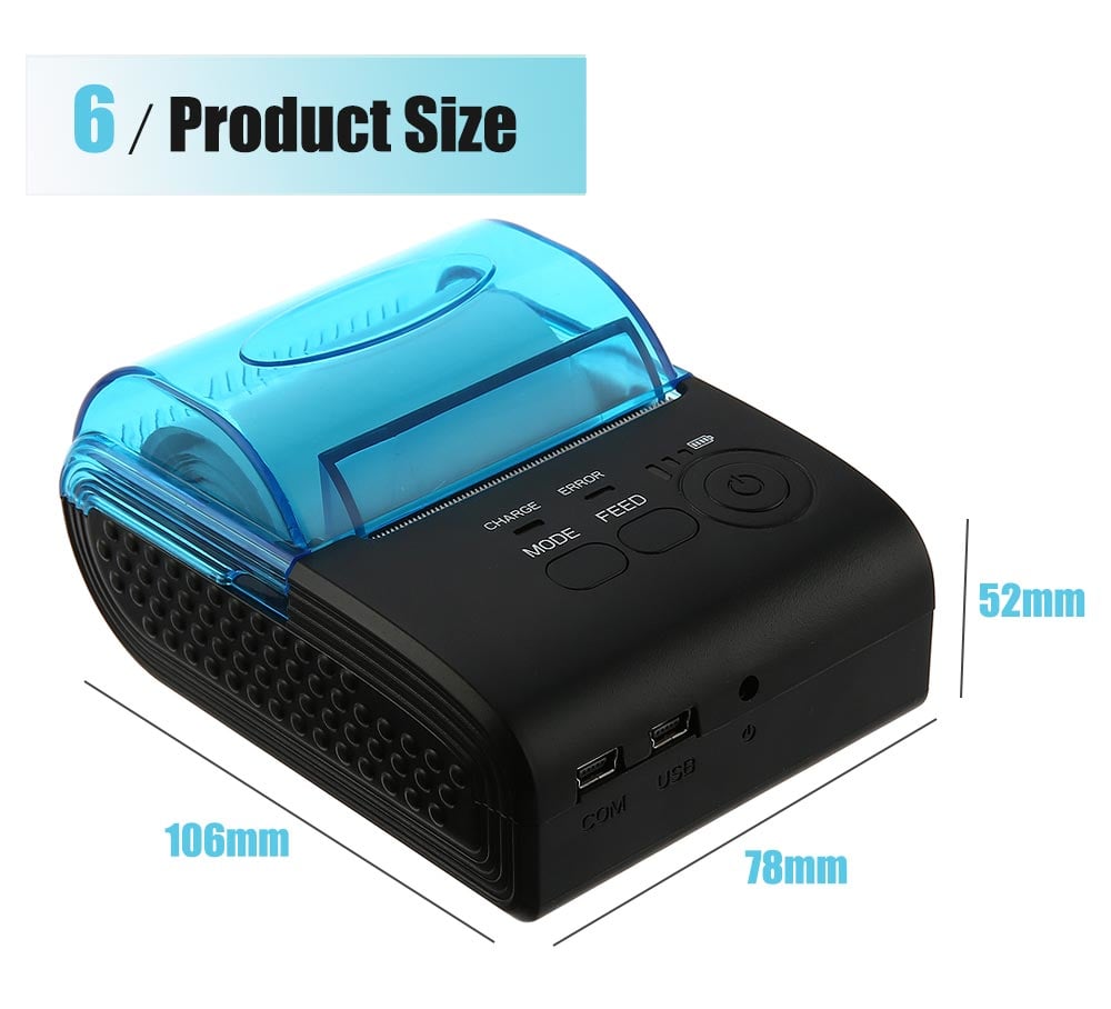 ZJIANG ZJ - 5805 Portable 58mm Bluetooth Android 4.0 Thermal POS Printer- Black EU Plug ZJIANG ZJ - 5805 Portable 58mm Bluetooth Android 4.0 Thermal POS Printer- Black EU Plug
