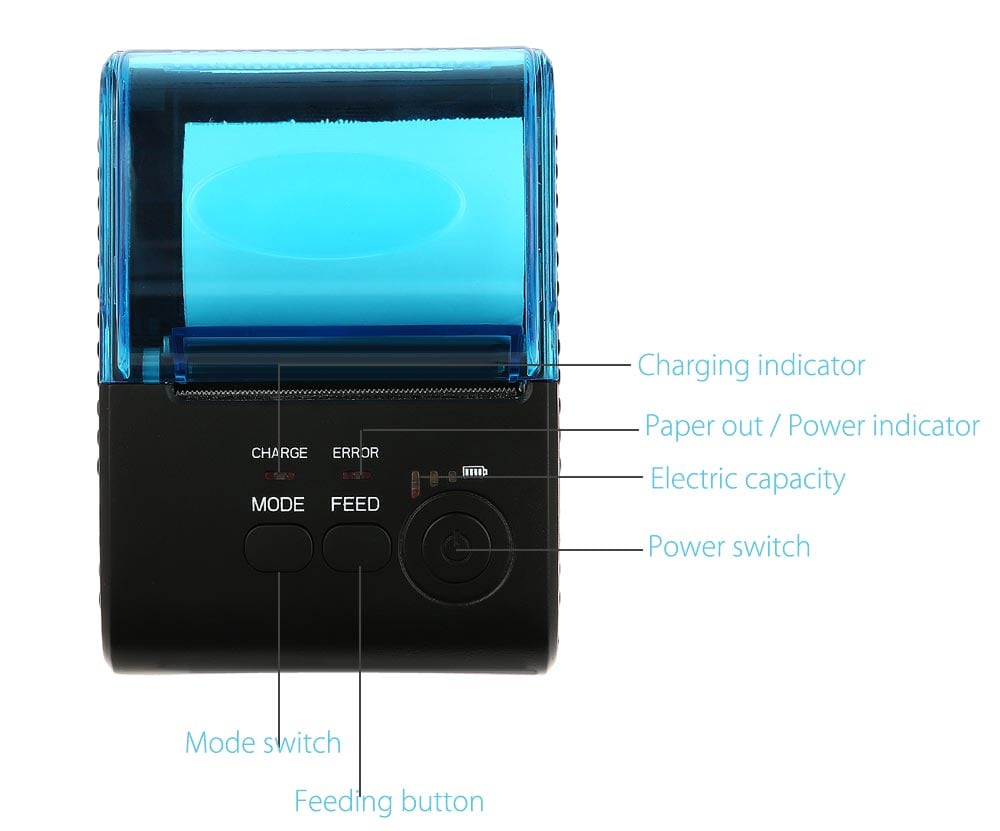 ZJIANG ZJ - 5805 Portable 58mm Bluetooth Android 4.0 Thermal POS Printer- Black EU Plug ZJIANG ZJ - 5805 Portable 58mm Bluetooth Android 4.0 Thermal POS Printer- Black EU Plug