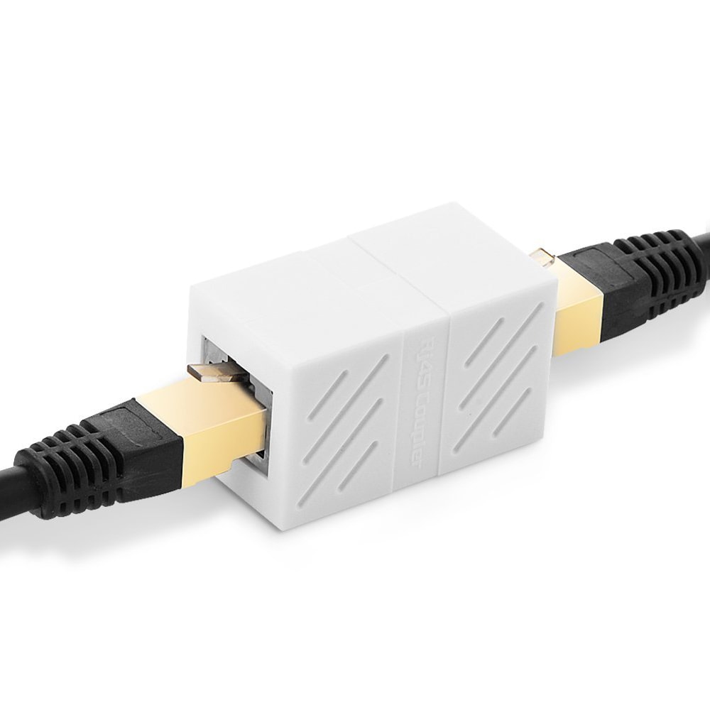 RJ45 Lan Connector Network Cable Adapter Shield- White RJ45 Lan Connector Network Cable Adapter Shield- White