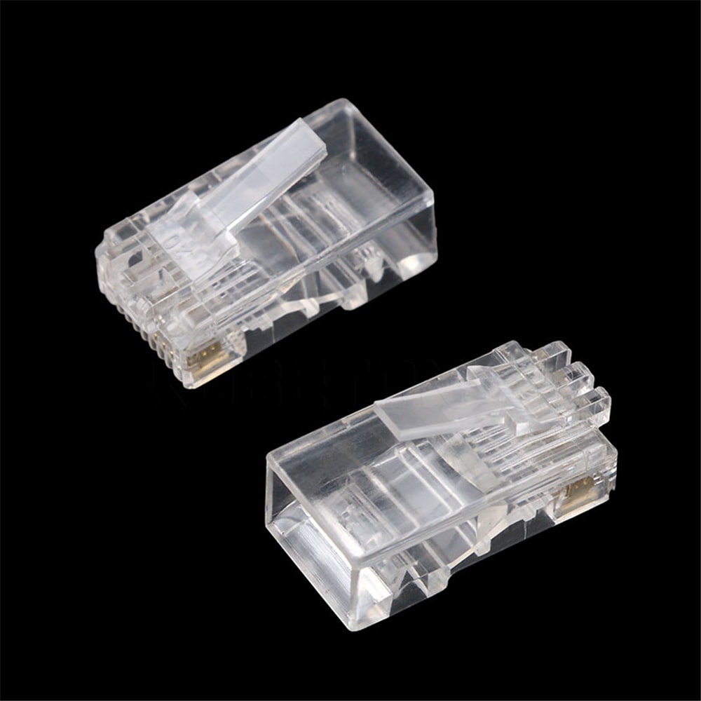 RJ45 Network LAN CAT5e Cat6 Patch Cable Crimp Plug Connector GOLD Pins- Transparent 100pcs RJ45 Network LAN CAT5e Cat6 Patch Cable Crimp Plug Connector GOLD Pins- Transparent 100pcs
