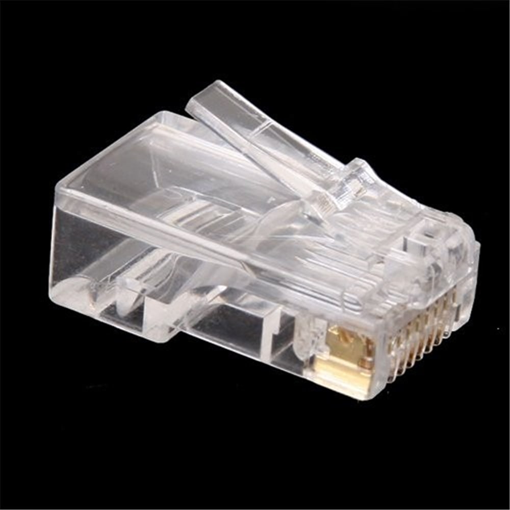 RJ45 Network LAN CAT5e Cat6 Patch Cable Crimp Plug Connector GOLD Pins- Transparent 100pcs RJ45 Network LAN CAT5e Cat6 Patch Cable Crimp Plug Connector GOLD Pins- Transparent 100pcs