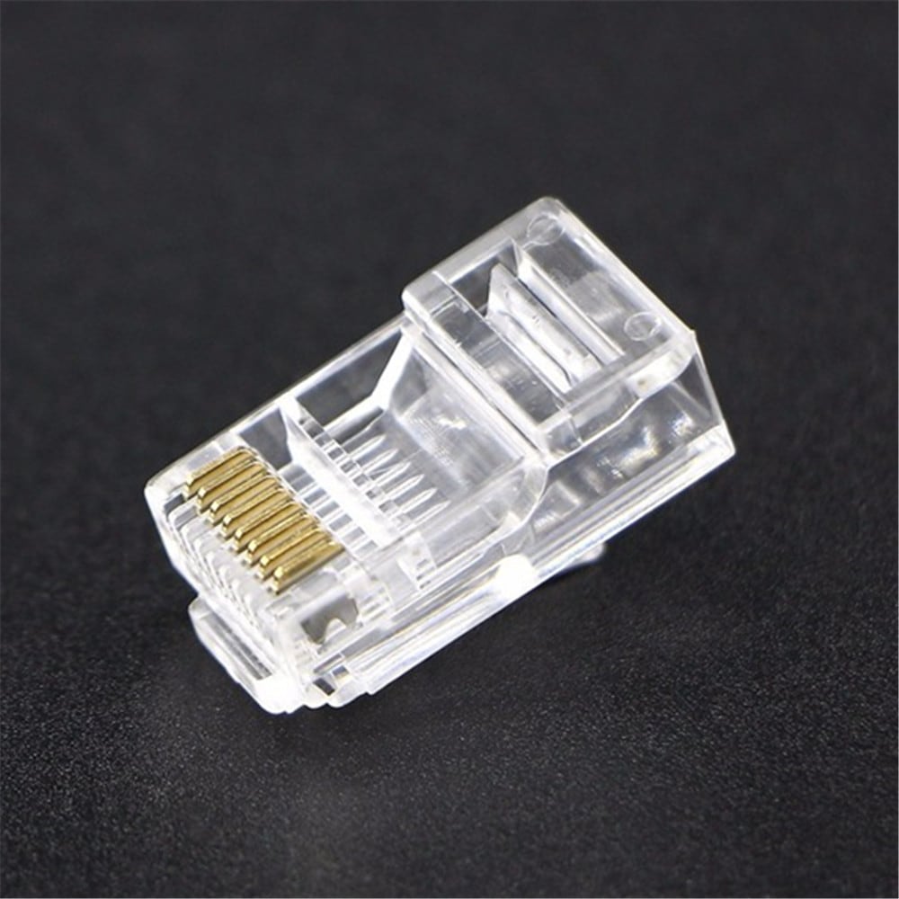 RJ45 Network LAN CAT5e Cat6 Patch Cable Crimp Plug Connector GOLD Pins- Transparent 100pcs RJ45 Network LAN CAT5e Cat6 Patch Cable Crimp Plug Connector GOLD Pins- Transparent 100pcs