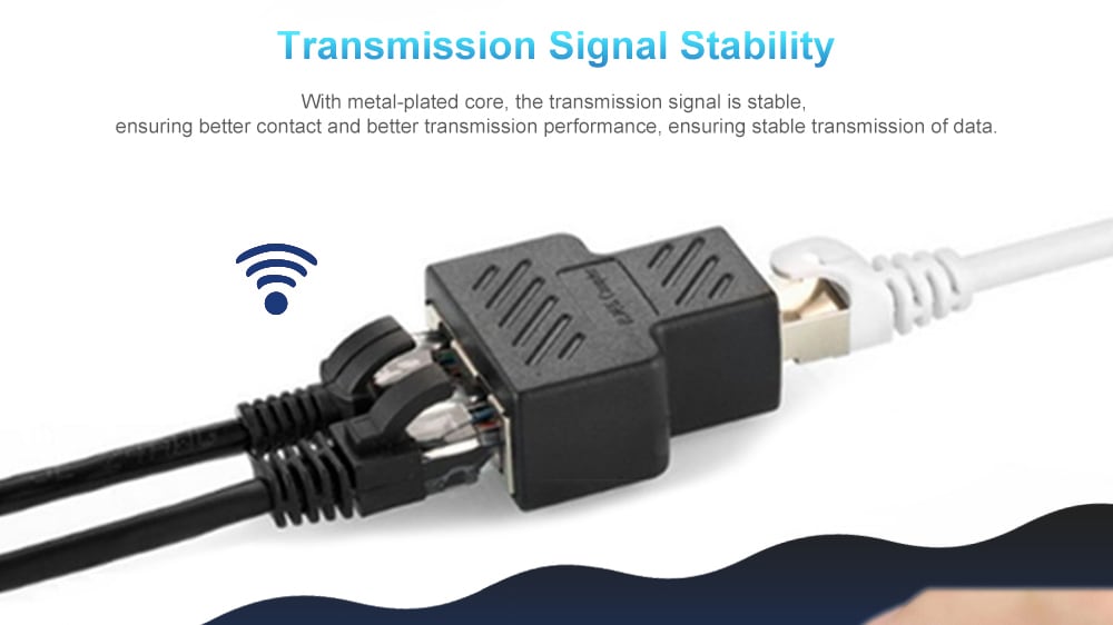 Splitter Connector Ethernet Cable Socket Adapter 8P8C Network- Black Splitter Connector Ethernet Cable Socket Adapter 8P8C Network- Black