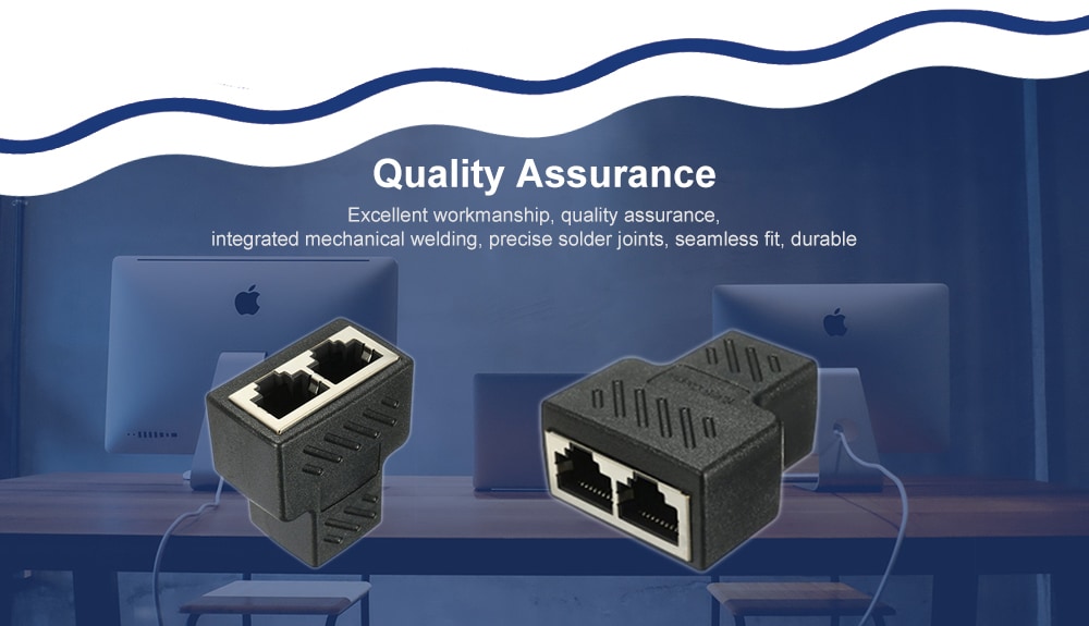Splitter Connector Ethernet Cable Socket Adapter 8P8C Network- Black Splitter Connector Ethernet Cable Socket Adapter 8P8C Network- Black