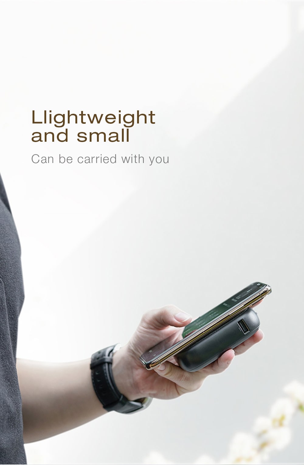 SOLOVE Ultra-thin Mobile Power Wireless Charger- Gray Cloud SOLOVE Ultra-thin Mobile Power Wireless Charger- Gray Cloud