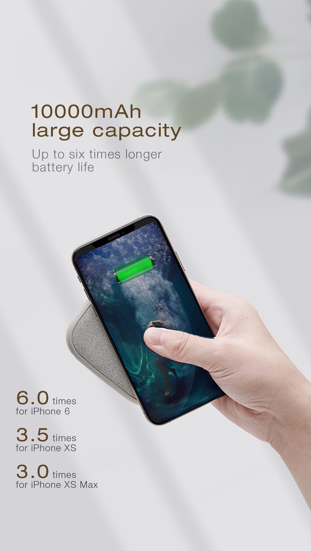SOLOVE Ultra-thin Mobile Power Wireless Charger- Gray Cloud SOLOVE Ultra-thin Mobile Power Wireless Charger- Gray Cloud