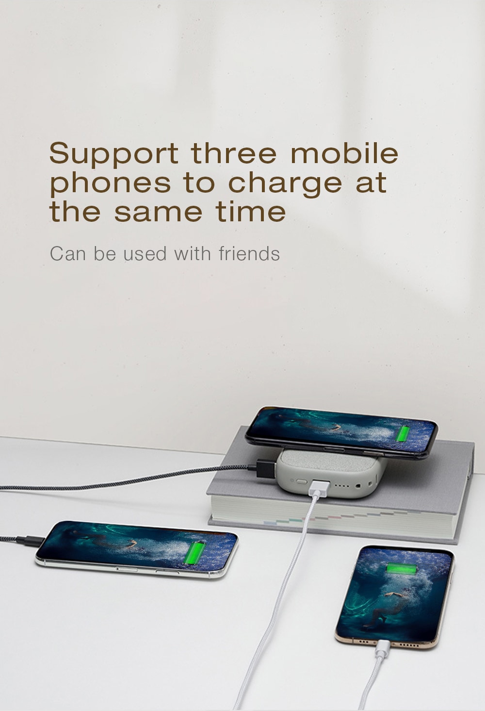 SOLOVE Ultra-thin Mobile Power Wireless Charger- Gray Cloud SOLOVE Ultra-thin Mobile Power Wireless Charger- Gray Cloud