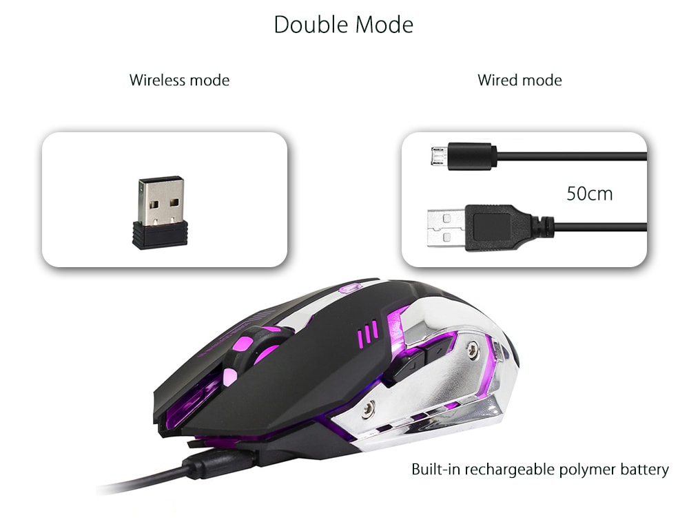 ZERODATE X70 Dual-mode Gaming Mouse 2400DPI with Breathing Light- White ZERODATE X70 Dual-mode Gaming Mouse 2400DPI with Breathing Light- White