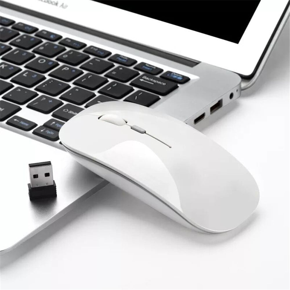 Rechargeable Wireless Mouse 2.4GHz Optical Ultrathin Mice for Computer Laptop- White Rechargeable Wireless Mouse 2.4GHz Optical Ultrathin Mice for Computer Laptop- White