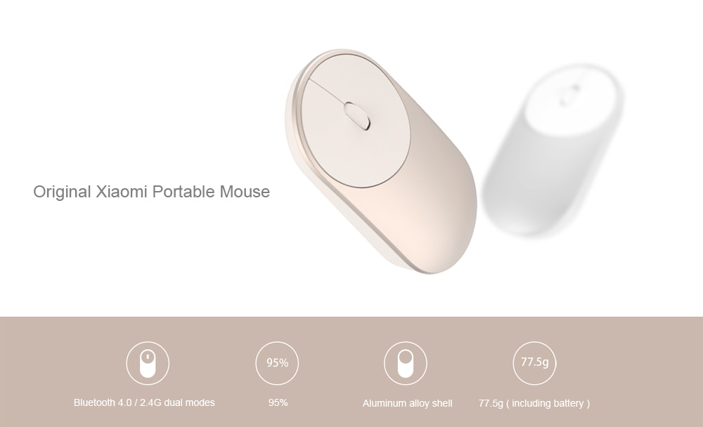 Original Xiaomi Portable Mouse with Bluetooth 4.0 / 2.4G Dual Mode- Dark Gray Original Xiaomi Portable Mouse with Bluetooth 4.0 / 2.4G Dual Mode- Dark Gray