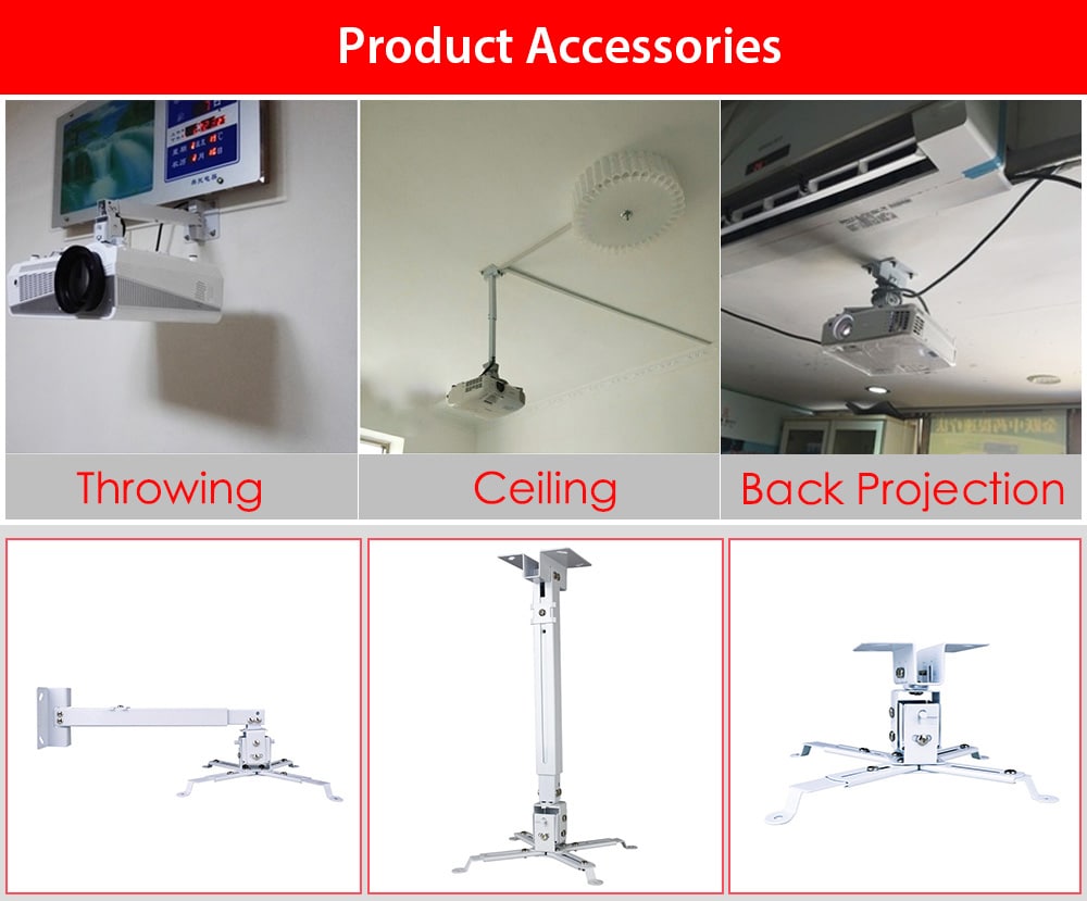 Universal Adjustable Projector Ceiling Mount Loading 15KG Wall Hanging Bracket Holder- White Universal Adjustable Projector Ceiling Mount Loading 15KG Wall Hanging Bracket Holder- White