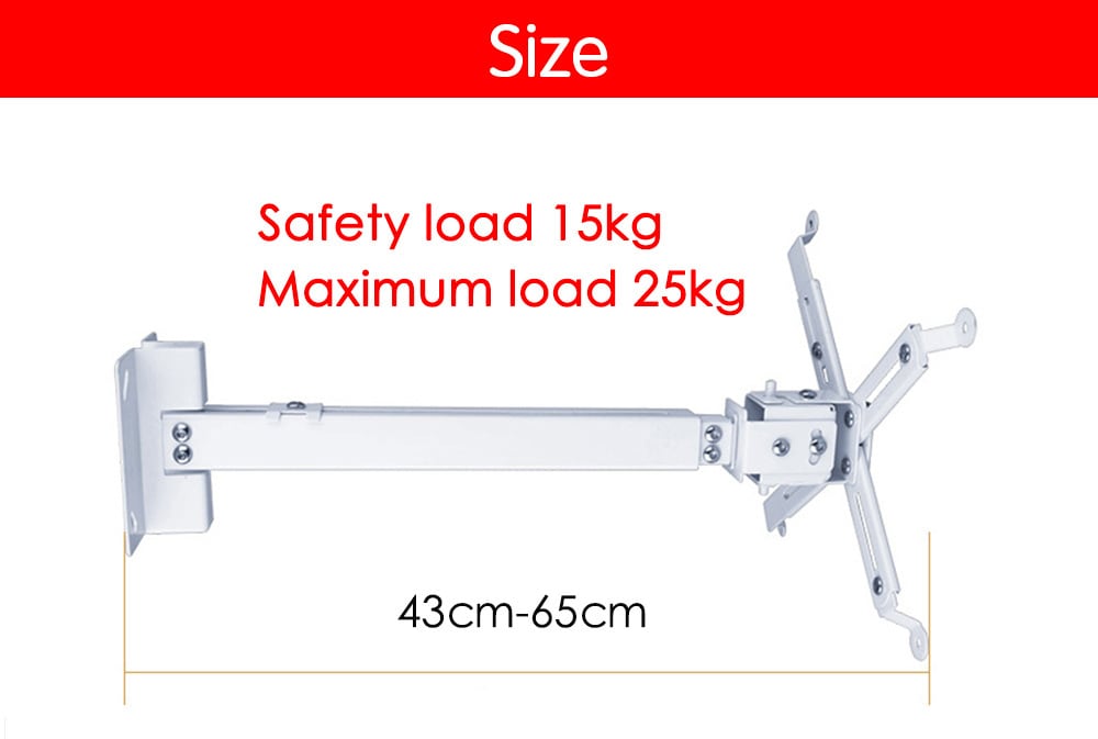 Universal Adjustable Projector Ceiling Mount Loading 15KG Wall Hanging Bracket Holder- White Universal Adjustable Projector Ceiling Mount Loading 15KG Wall Hanging Bracket Holder- White