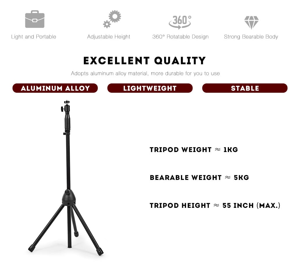 V2 Portable Tripod 55 inch Holder for Mini Projector Camera with Bag- Black V2 Portable Tripod 55 inch Holder for Mini Projector Camera with Bag- Black