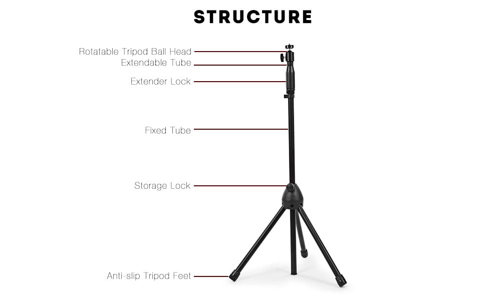 V2 Portable Tripod 55 inch Holder for Mini Projector Camera with Bag- Black V2 Portable Tripod 55 inch Holder for Mini Projector Camera with Bag- Black