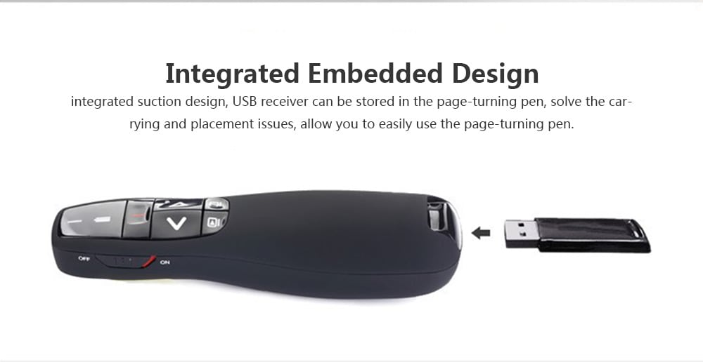 VIBOTON R400 2.4G Wireless Remote Control RF PPT Presenter USB Presentation Pen- Black VIBOTON R400 2.4G Wireless Remote Control RF PPT Presenter USB Presentation Pen- Black