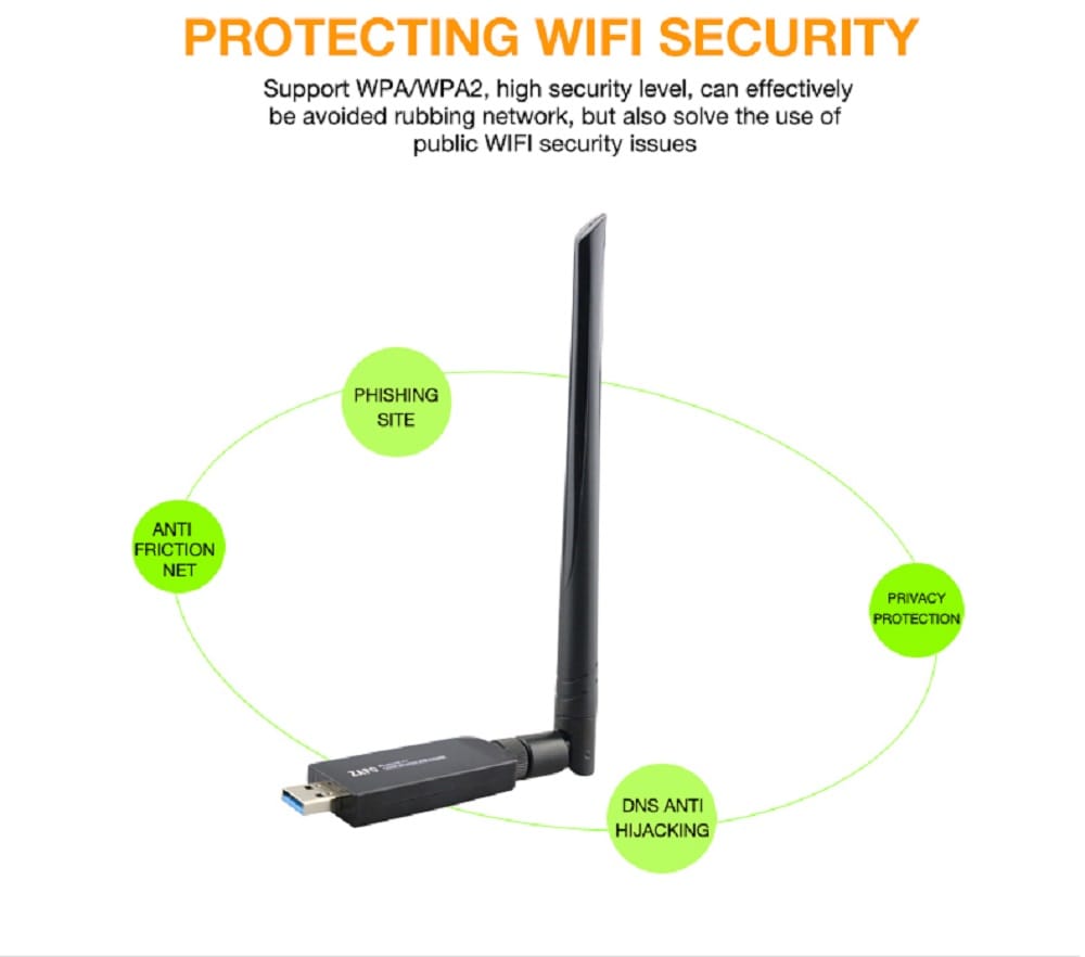 ZAPO W97L-5db USB 1200M Dual-Band WIFI Wireless Card + Bluetooth 4.1 Adapter- Jet Black ZAPO W97L-5db USB 1200M Dual-Band WIFI Wireless Card + Bluetooth 4.1 Adapter- Jet Black